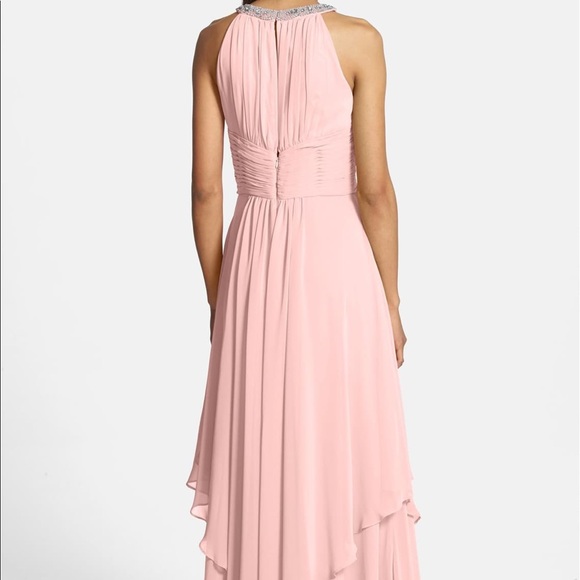 Eliza J Haltered Tiered Chiffon Halter Gown - Picture 6 of 7